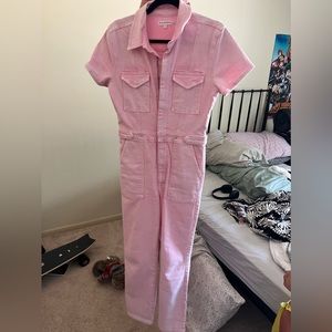 Good American Fit For Success Jumpsuit Denim Romper in Pink Size 2 Valtentine’s
